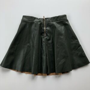 H&M Girls Faux Leather Skirt Sz 8-9Y Olive Lined